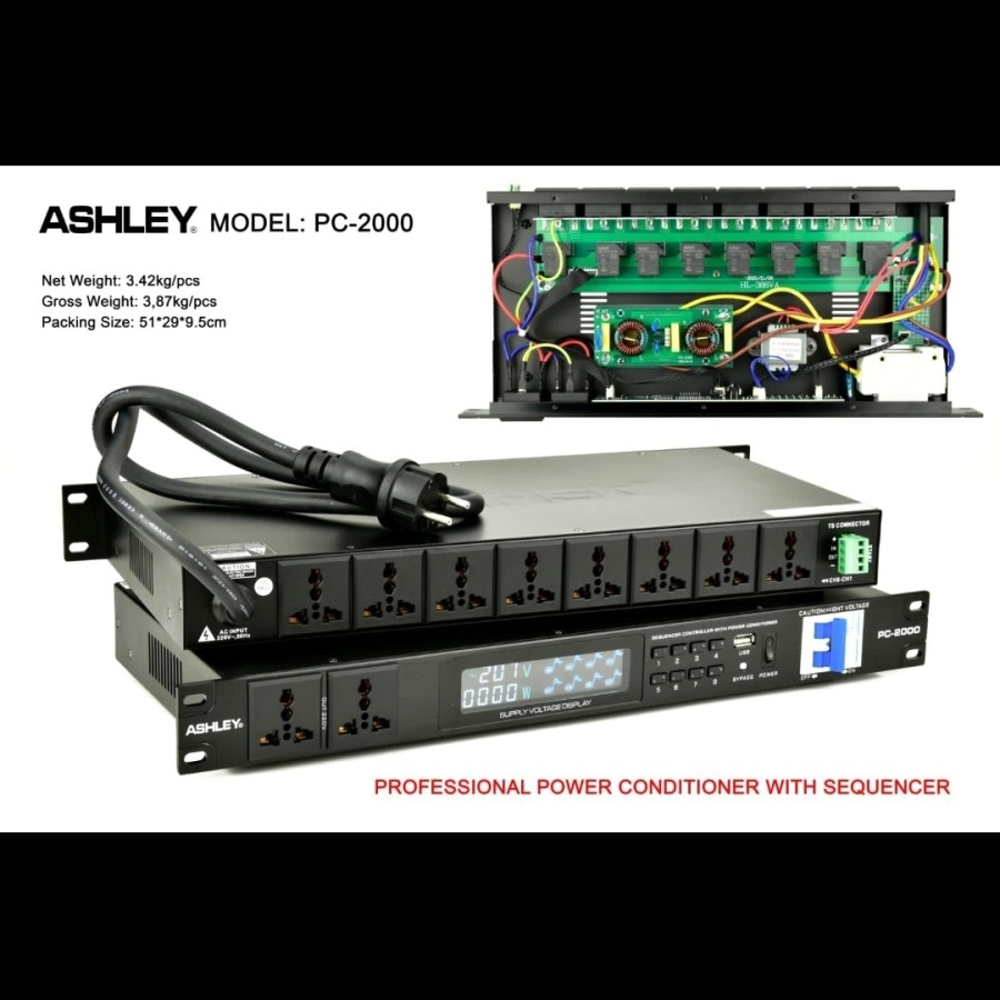 Jual POWER CONDITIONER WITH SEQUENCER ASHLEY PC2000 PC 2000 ORIGINAL