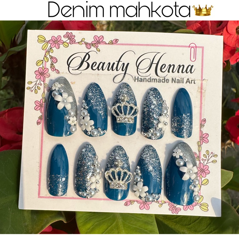 PROMO kuku wedding handmade full warna/motif free lem gel