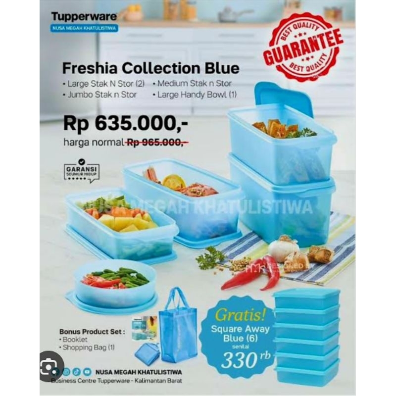 Jual Freshia Collection Biru Tupperware 12 Pcs Shopee Indonesia