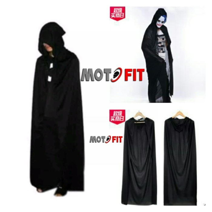 Jual Kostum Jubah Jubah hitam penutup kepala dracula vampire Halloween
