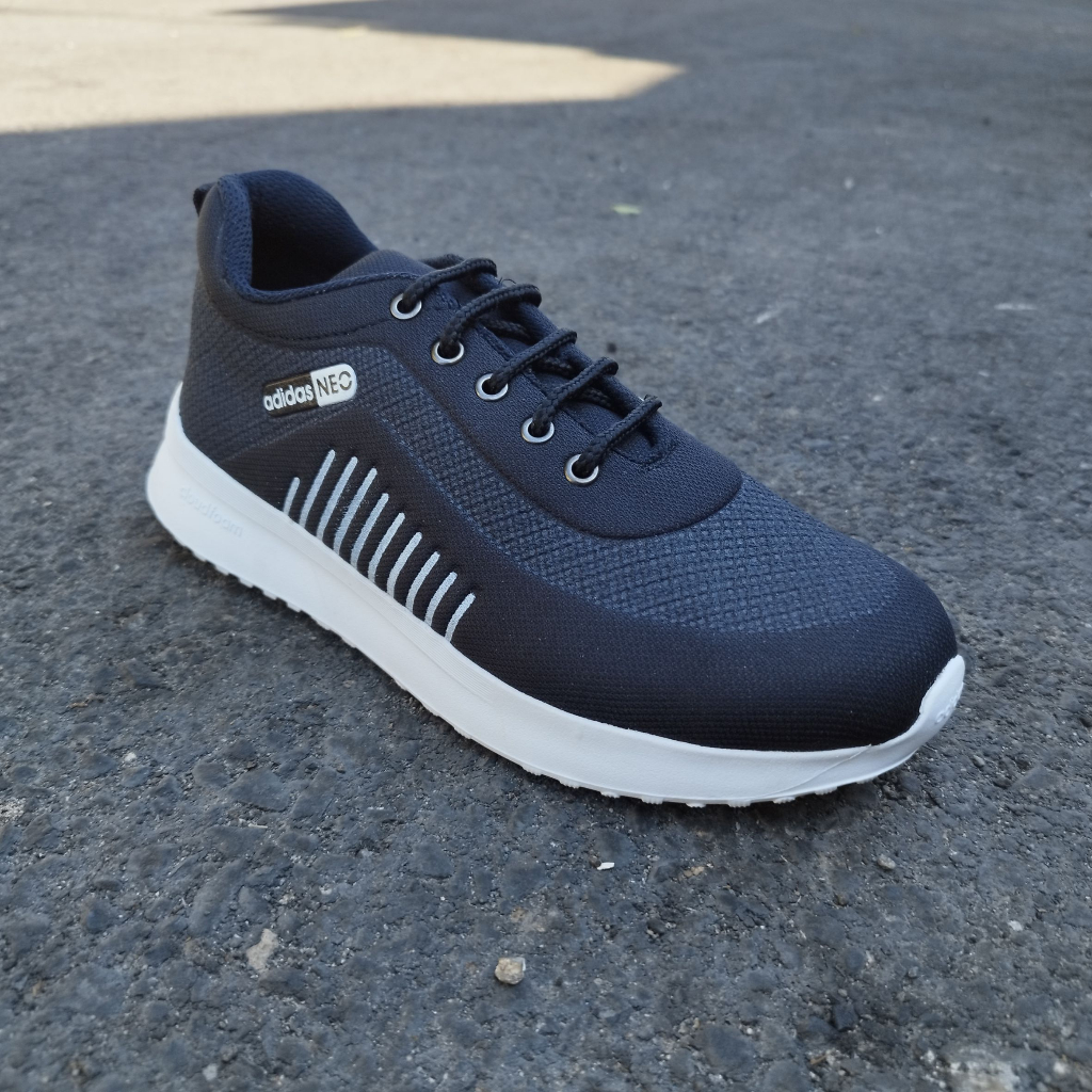 Jual SEPATU SNEAKERS ADDS HITAM PUTIH FULL BLACK STRIP EMBOSS SEPATU ...