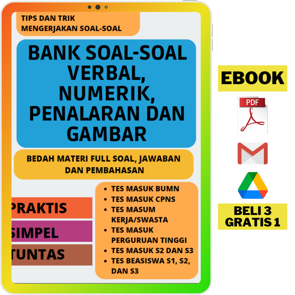 Jual [71] [E-B.O.O.K] BANK SOAL VERBAL, NUMERIK, PENALARAN DAN GAMBAR ...