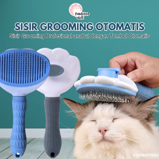 Sisir Grooming Profesional Untuk Anjing Kucing dengan Tombol Otomatis - Sisir Anjing Kucing Otomatis - Sheeding Brush Automatic Pet Comb - Sisir kucing anjing Hair Pet Brush with Button