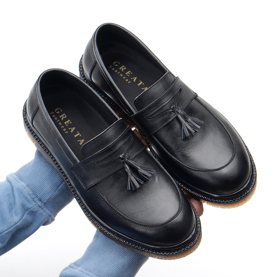 Jual Oscar Black Kulit Asli Sepatu Loafers Pria Docmart Formal