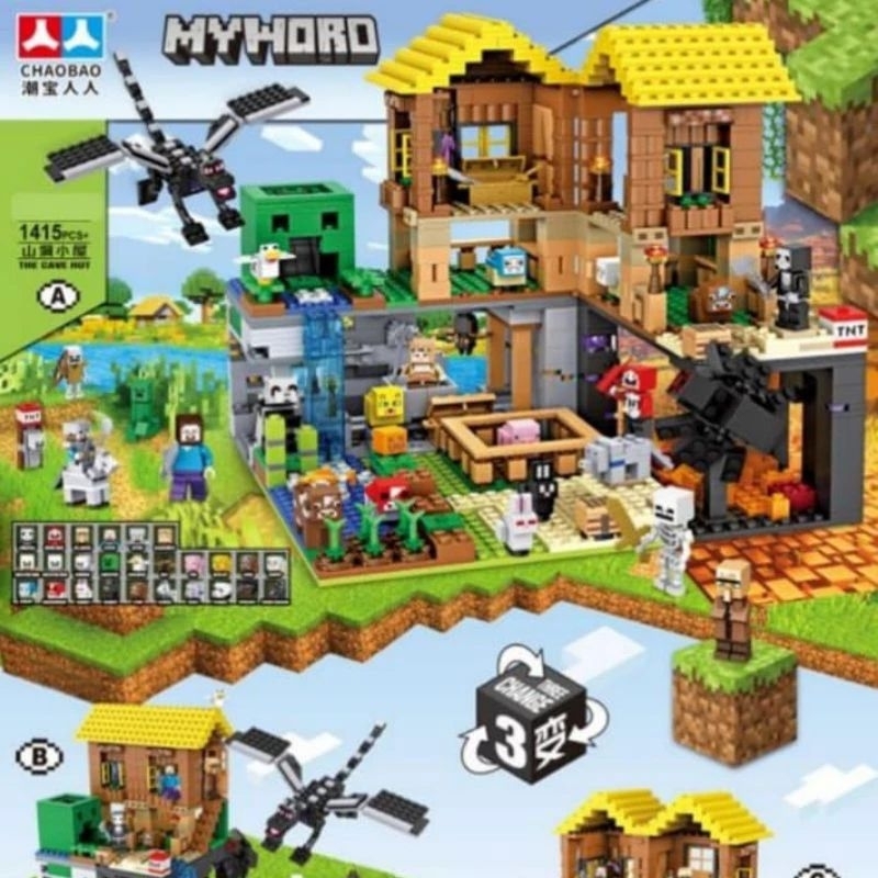 Jual Mainan Brick My World Mine craft Steve Alex Zombie Villager Creeper Ozelot Tree House