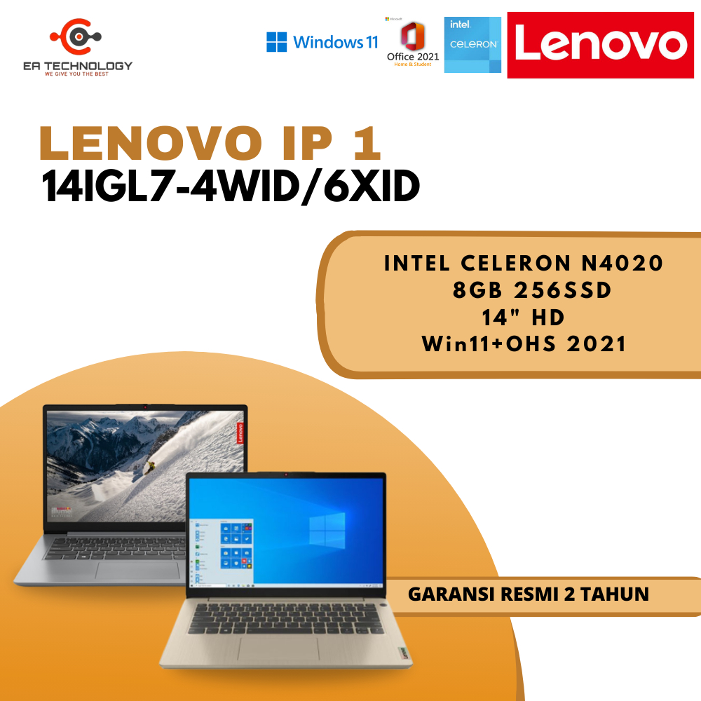 Jual LENOVO IP 1 14IGL7 4WID 6XID INTEL CELERON N4020 8GB DDR4 256SSD