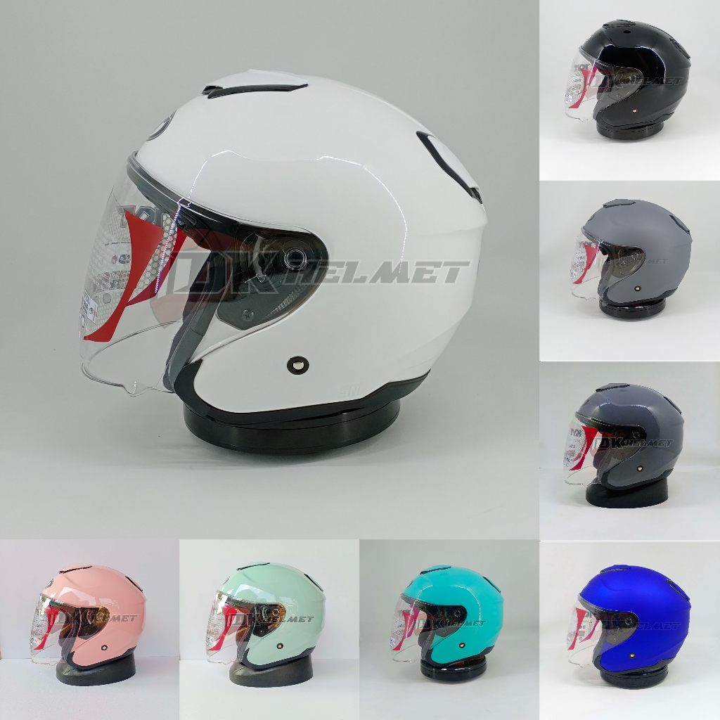 Jual Helm Half Face KYT Kyoto R Series Solid All White Black Gunmetal