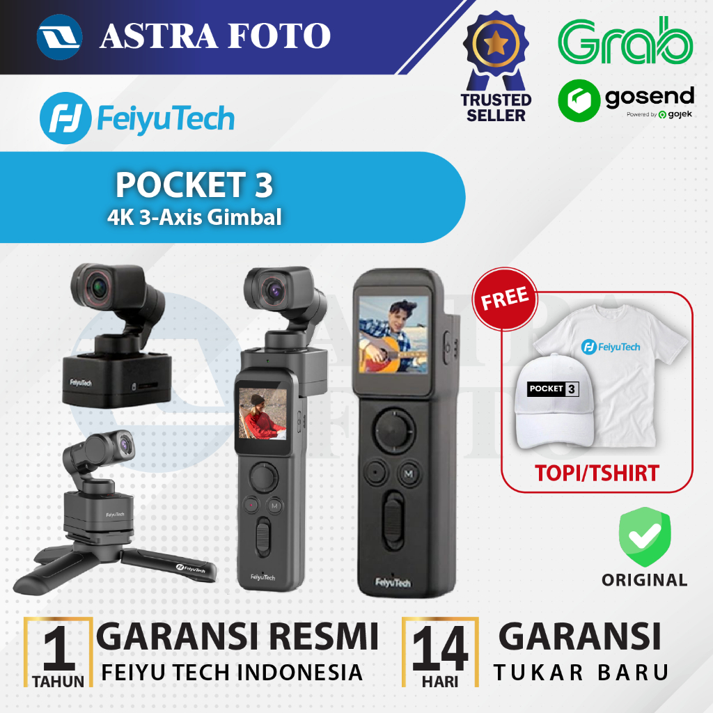 Jual Feiyu Pocket 3 4K 3-Axis Gimbal Camera Feiyutech Action Cam RESMI