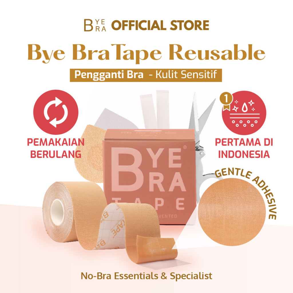 Jual [EXCLUSIVE] BYEBRA Reusable Tape - Pengganti Bra Kulit Sensitif, FREE  Nipple Cover, Fashion Tape, Gunting