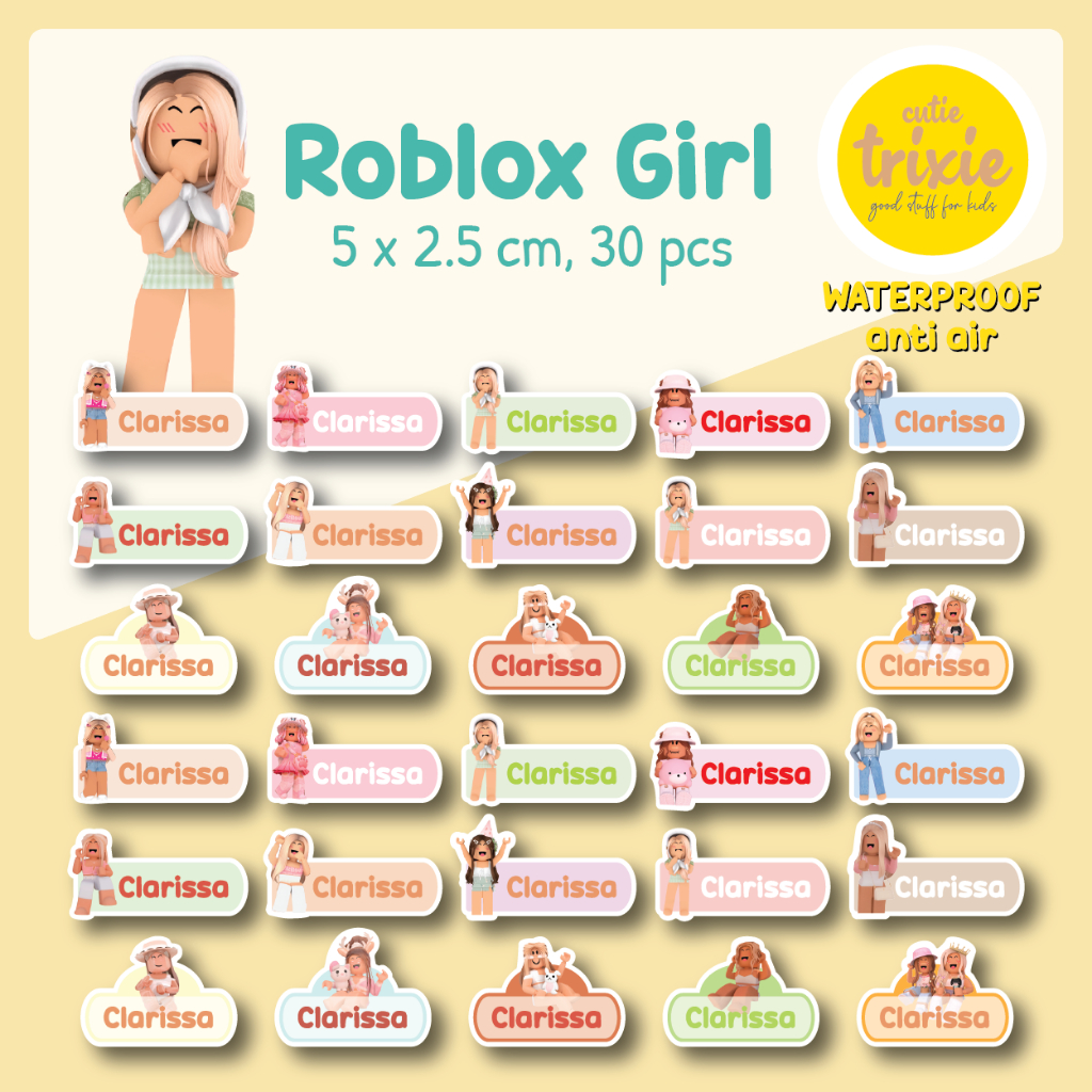 Jual Sticker label nama anak waterproof Roblox Girl | Shopee Indonesia