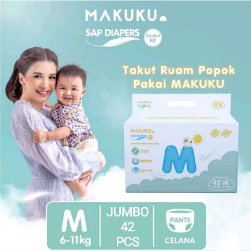 Jual M42 MAKUKU SAP DIAPERS COMFORT FIT JUMBO /POPOK BAYI M42 | Shopee ...