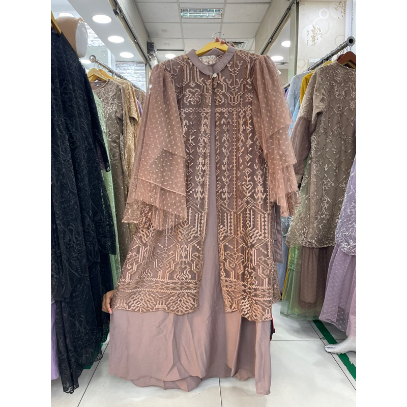 Jual Gamis Pesta Auter Lepas Pasang Rumbai Gamis Pesta Jumbo Gamis Kondangan Gamis Jumbo Dress