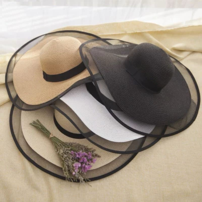Jual LUFFYSTORE - Topi pantai lebar tile cewe pita simple Topi pantai ...
