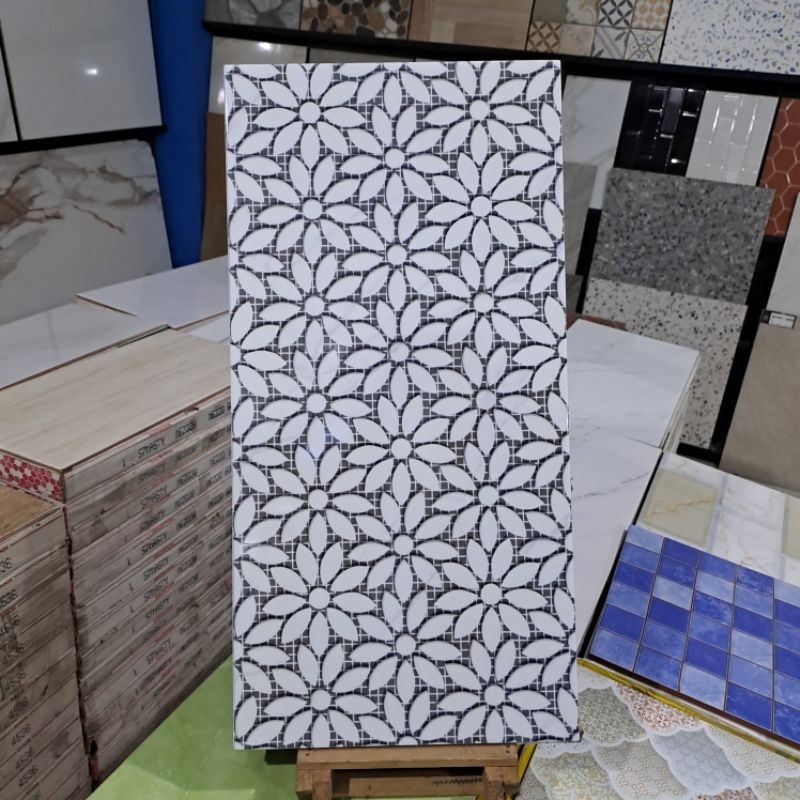 Jual keramik dinding Bunga 30x60 mulia signature JASMINE DECO GREY ...