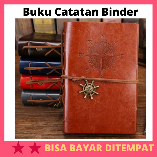 Jual Buku Catatan Binder Kulit Retro Compass Kertas A5 / Buku Catatan ...