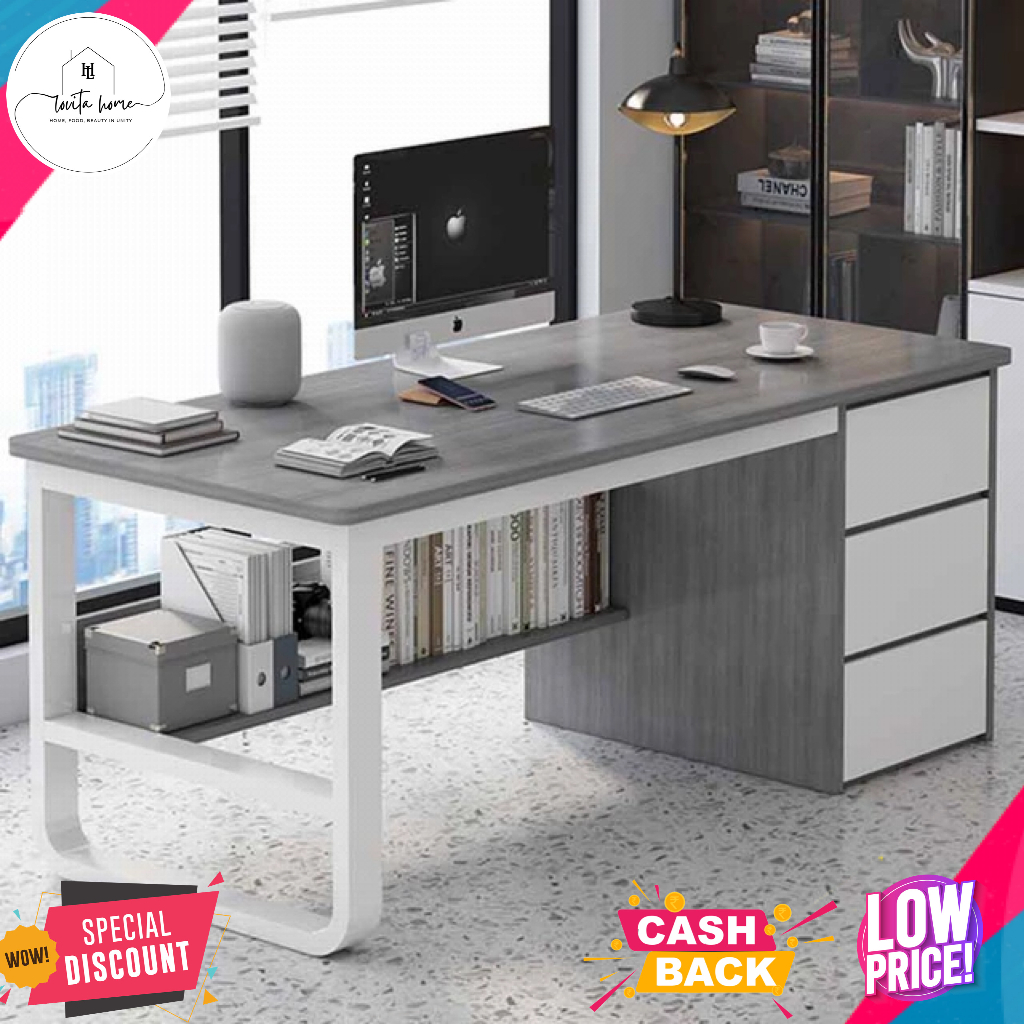 Jual Meja Kantor Luxury Elegan Dengan Laci / Drawer Desk Meja Komputer