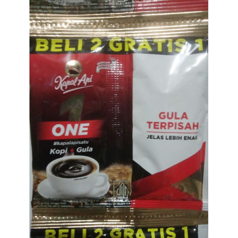 Jual kopi kapal api one gula terpisah per renceng isi 15 sachet