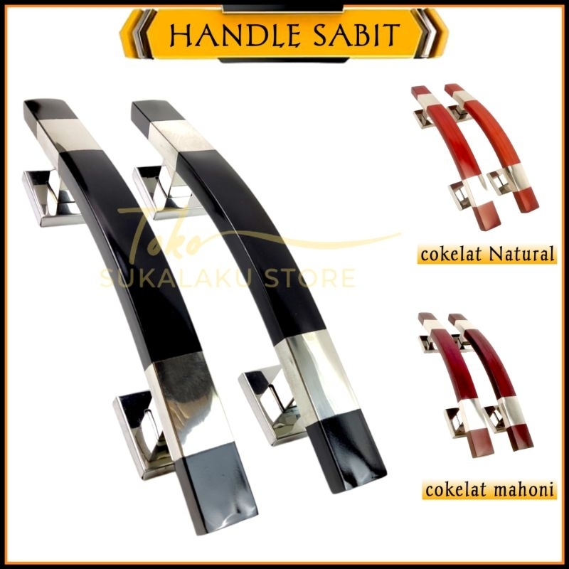 handle pintu rumah kotak sabit warna hitam 33cm