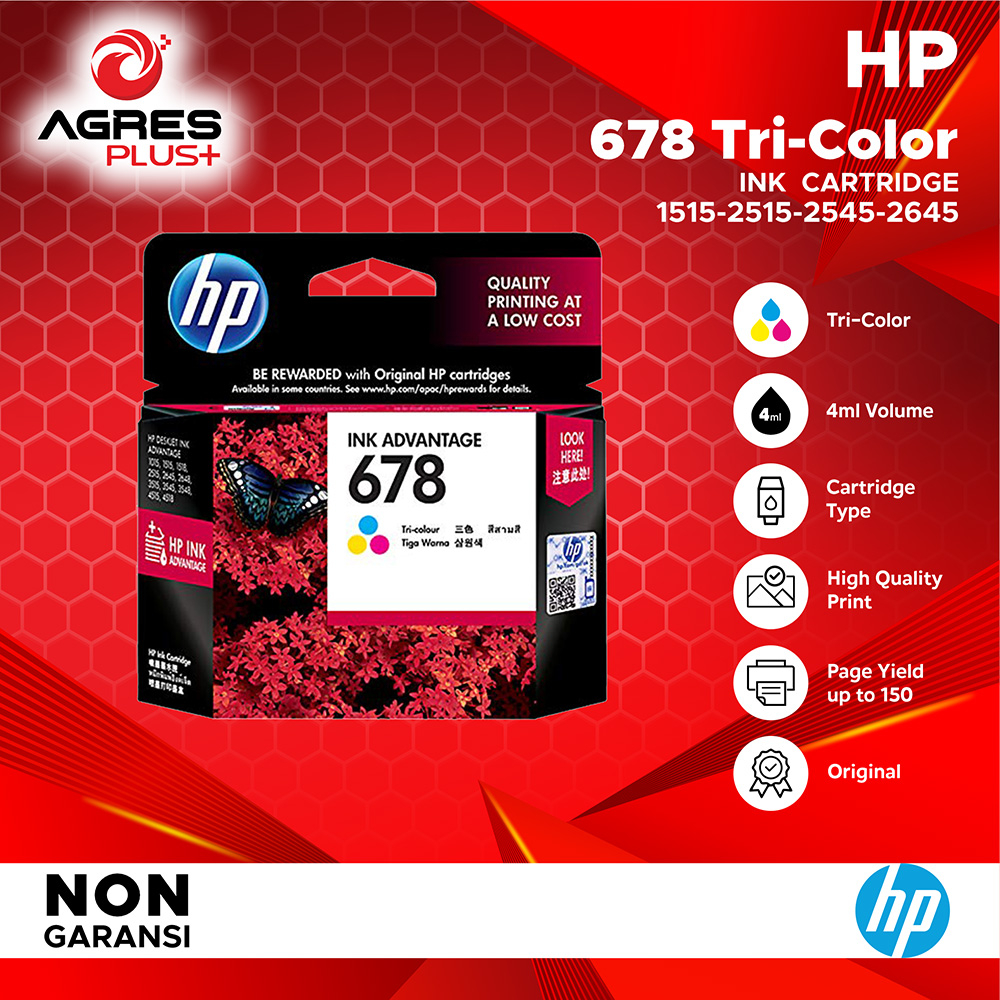 Jual HP 678 Tri Color Tinta Printer Warna Original Ink 1515 2515 2545 ...
