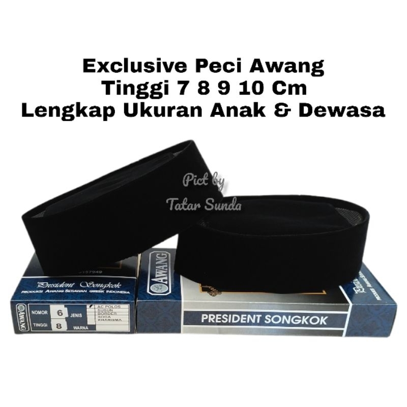 Peci Songkok Kopiah Awang Tinggi 7 8 9 10 Cm Hitam Polos Ac Perlengkapan Ibadah Sholat