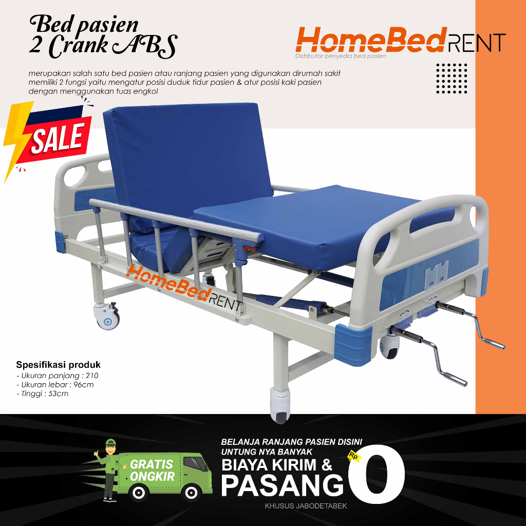 Jual Bed Pasien 2 Crank ABS Manual | Ranjang Tempat Tidur Rumah Sakit ...