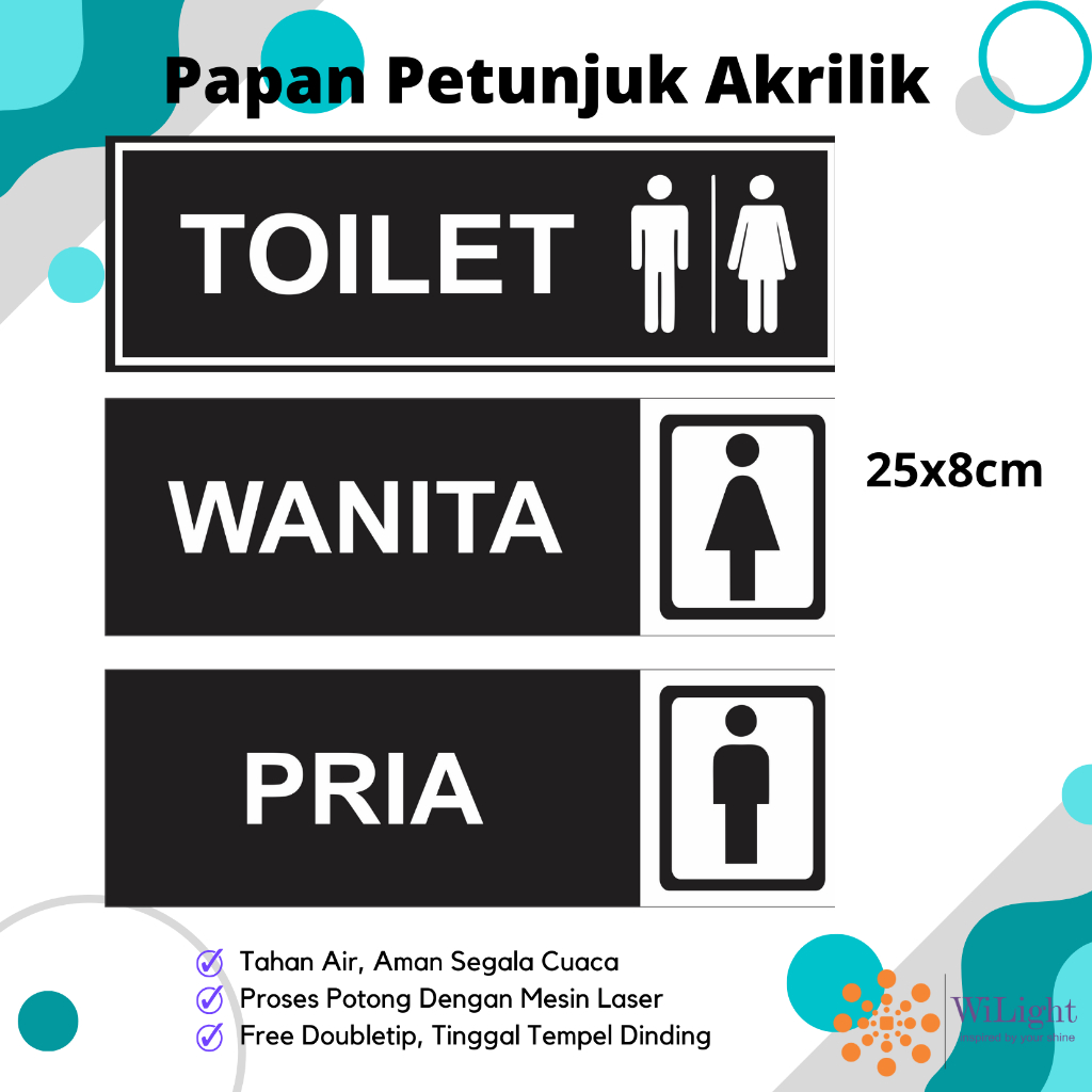 Jual Papan Akrilik Petunjuk Toilet | Akrilik Tulisan Toilet | Signboard ...