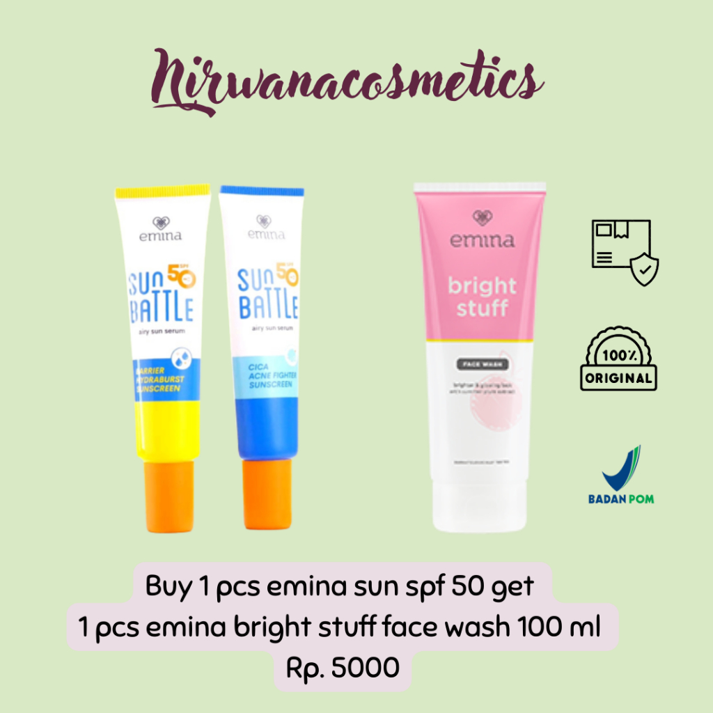 Jual Bundling Murah Emina Sun Protection Emina Bright Stuff Face