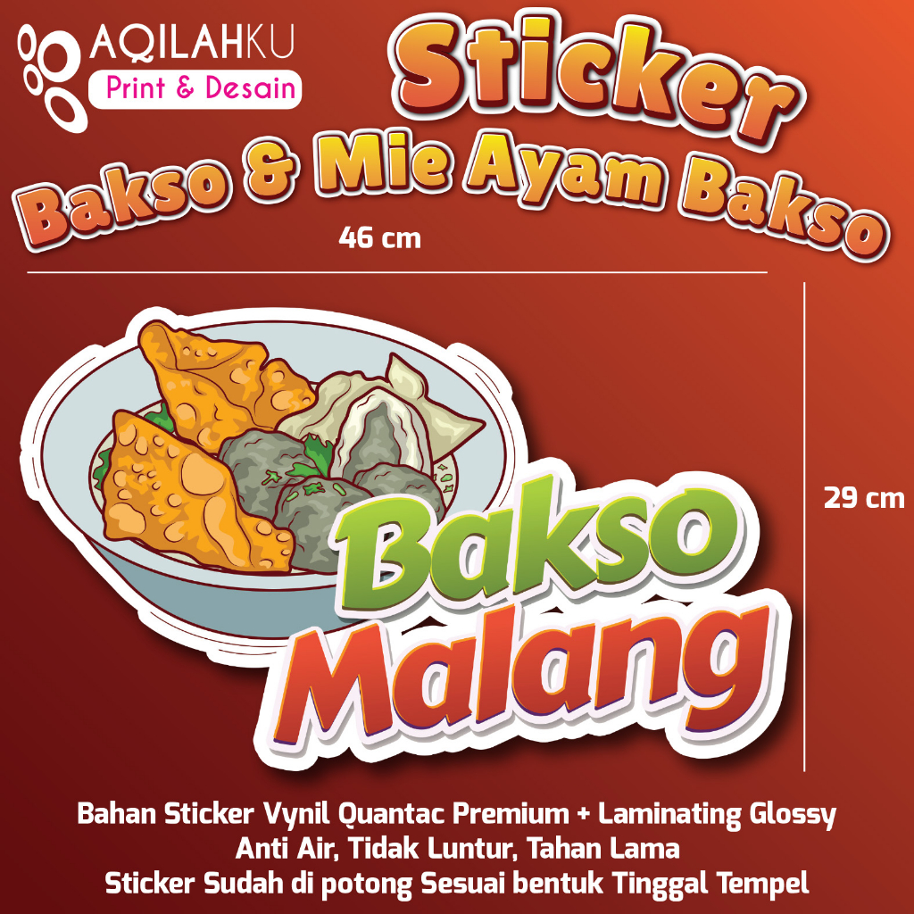 Jual Sticker Kaca Gerobak Etalase Mie Bakso Mie Ayam Bakso Ukuran