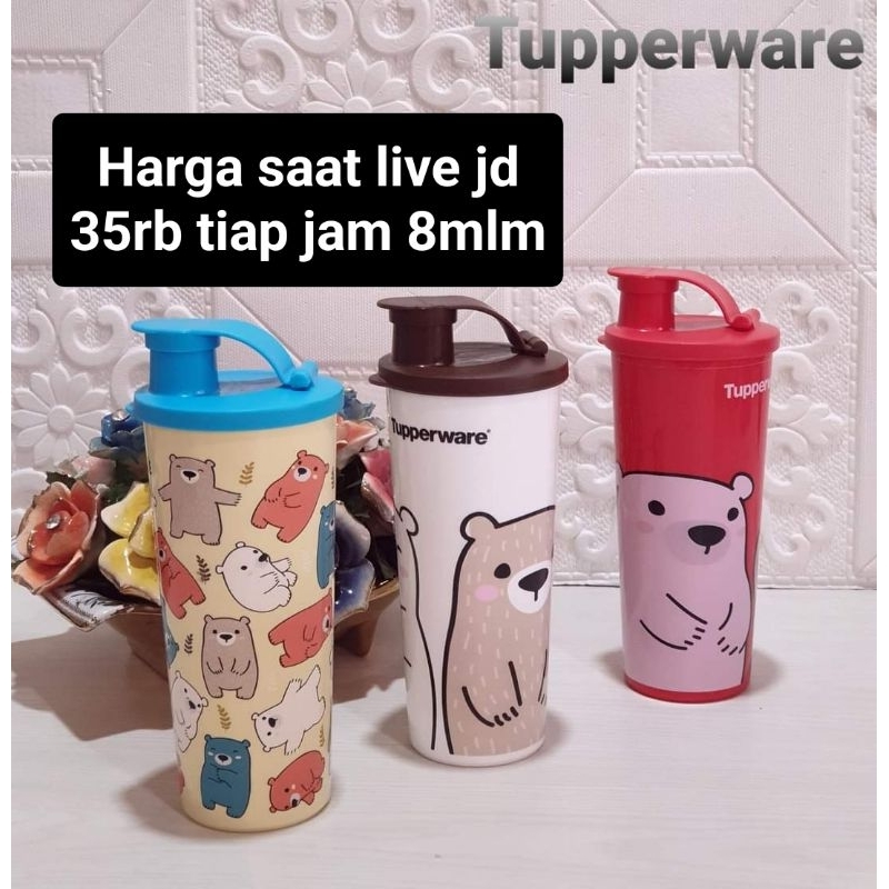 Jual Bear Tumbler Tupperware 470ml harga satuan botol corong | Shopee ...