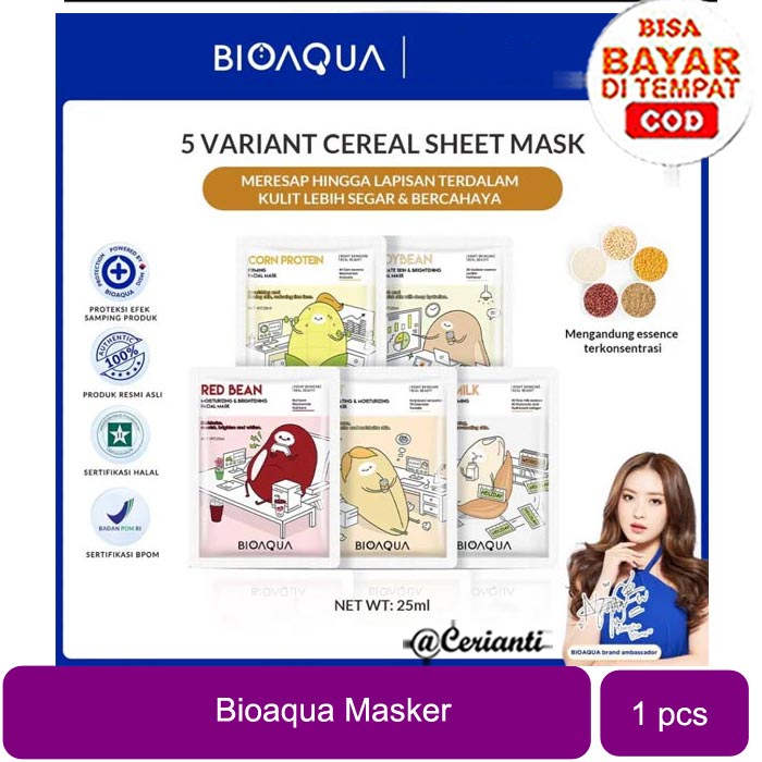 Jual Bioaqua Masker Wajah Cereal Sheet Mask And Biji Buah Face Mask 25ml