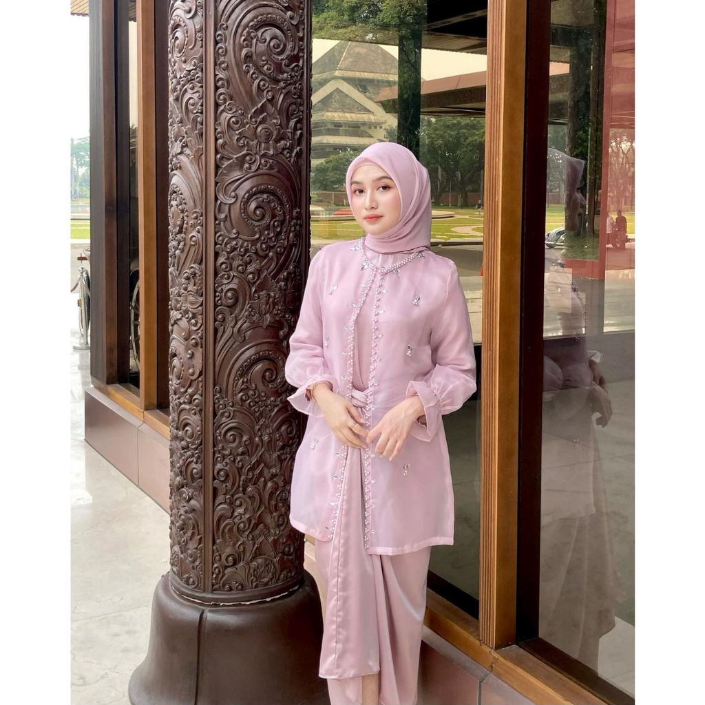 Jual One Set Wanita Kekinian Setelan Outer Organza Premium Setelan