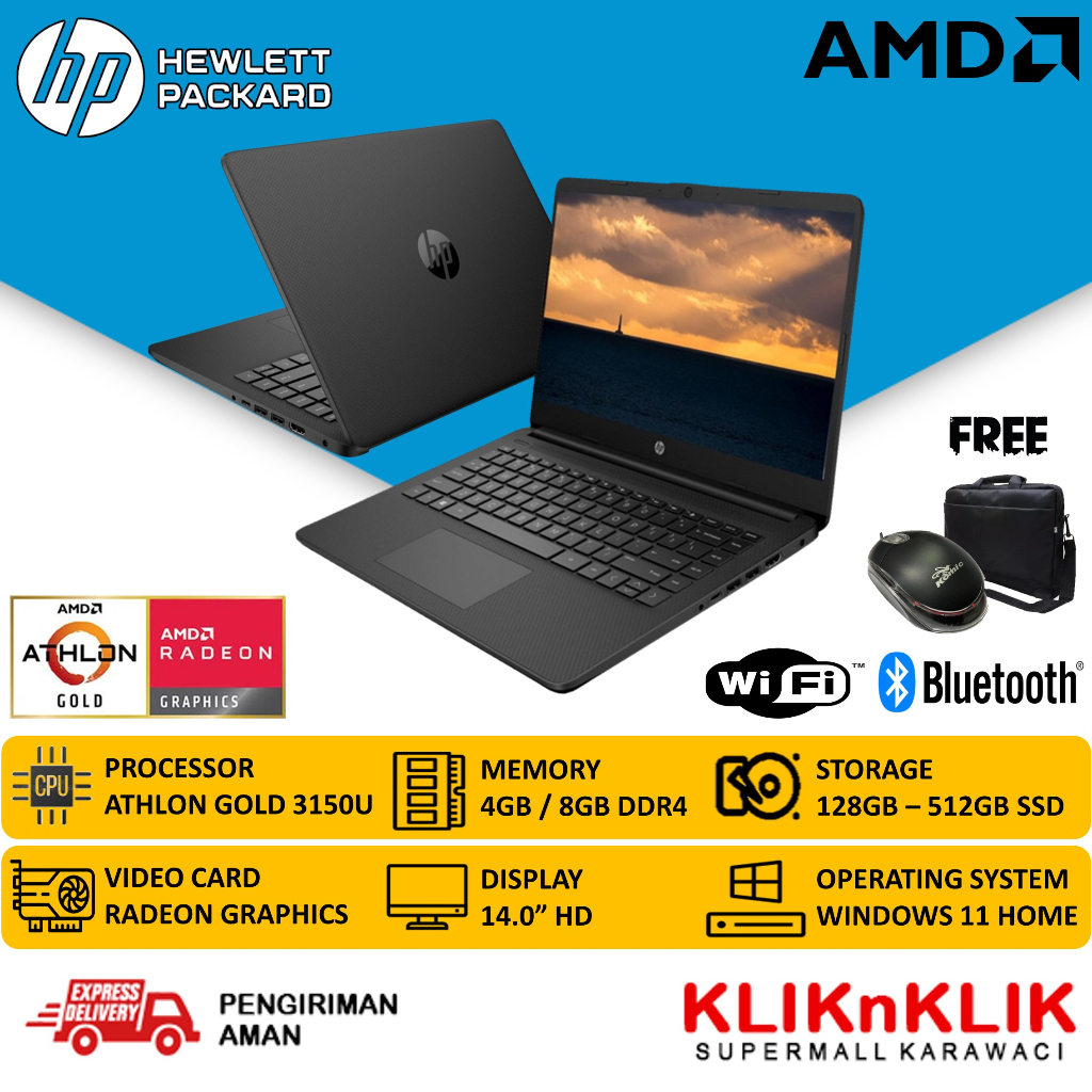 Jual Laptop Hp AMD Athlon Gold 3150U RAM 8GB SSD 512GB Radeon 14 inch ...