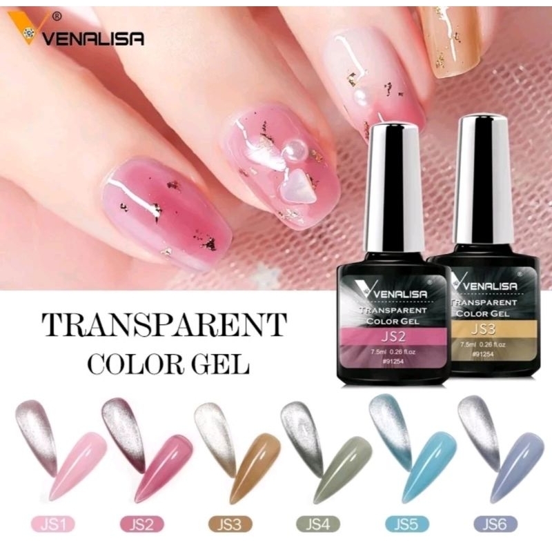 Jual Venalisa Transparan Nail Colour Gel JS1 JS2 JS3 JS4 JS5 JS6 UV ...