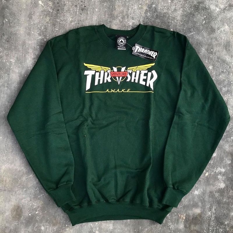 Jual THRASHER X VENTURE COLLAB FOREST GREEN CREWNECK Shopee