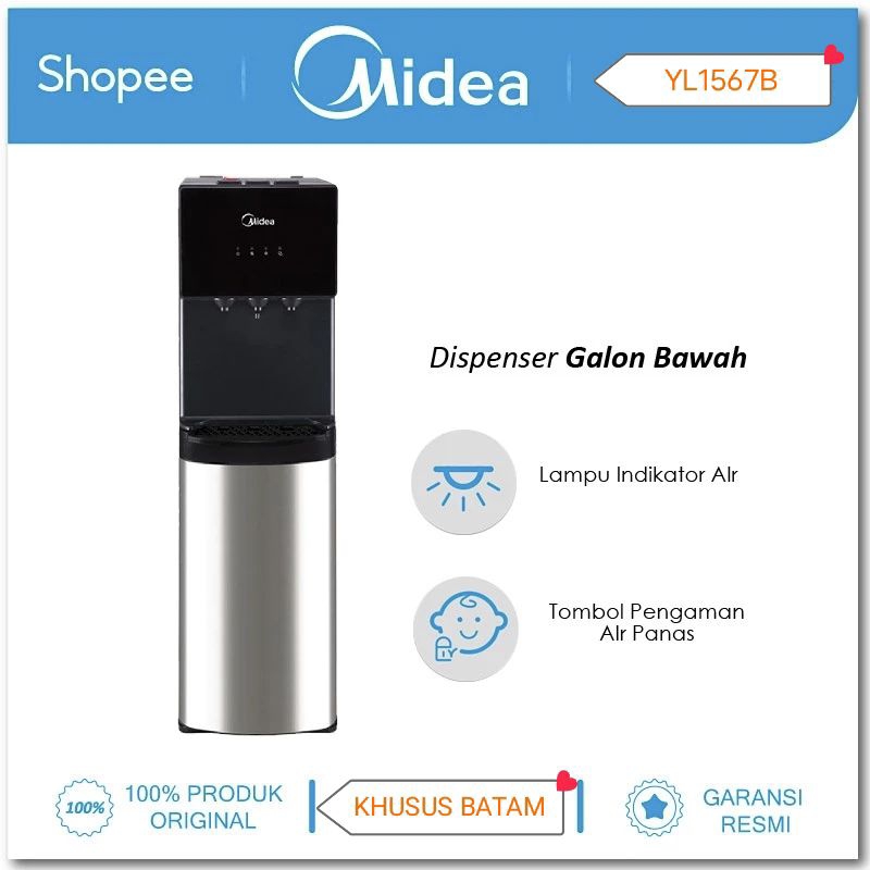 Jual MIDEA DISPENSER GALON BAWAH YL1567B BOTTOM LOADING NEW GARANSI ...