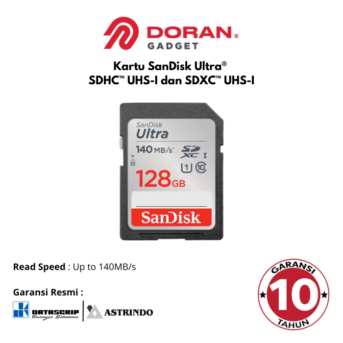 Jual SD Card 128GB 128 GB SanDisk Ultra SDHC UHSI dan SDXC UHSI CL10