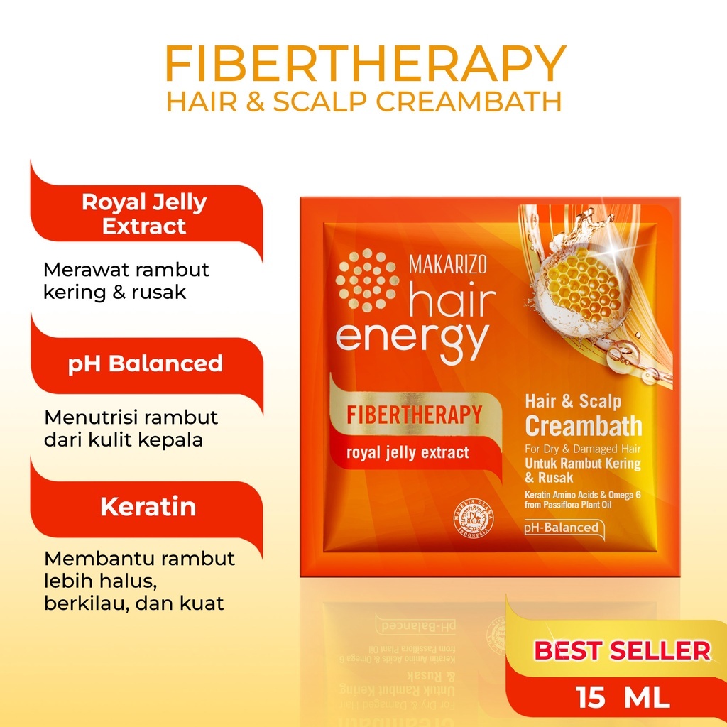 Jual Makarizo Hair Energy Fibertherapy Hair And Scalp Creambath Aloe And Melon Royal Jelly Sachet 