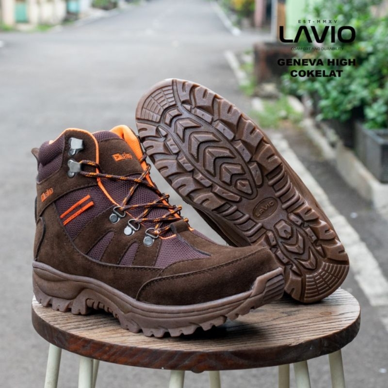 Jual Sepatu Gunung Hiking Touring Safety Boots Pria Ujung Besi Original Lavio Geneva Low Suede