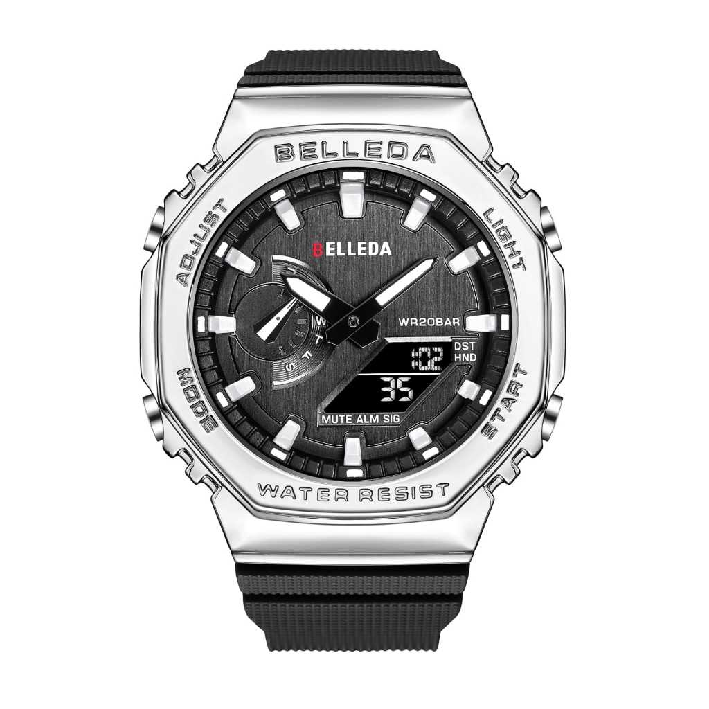 Jual Jam Tangan Pria Rubber Water Resistant Belleda Original B 9529