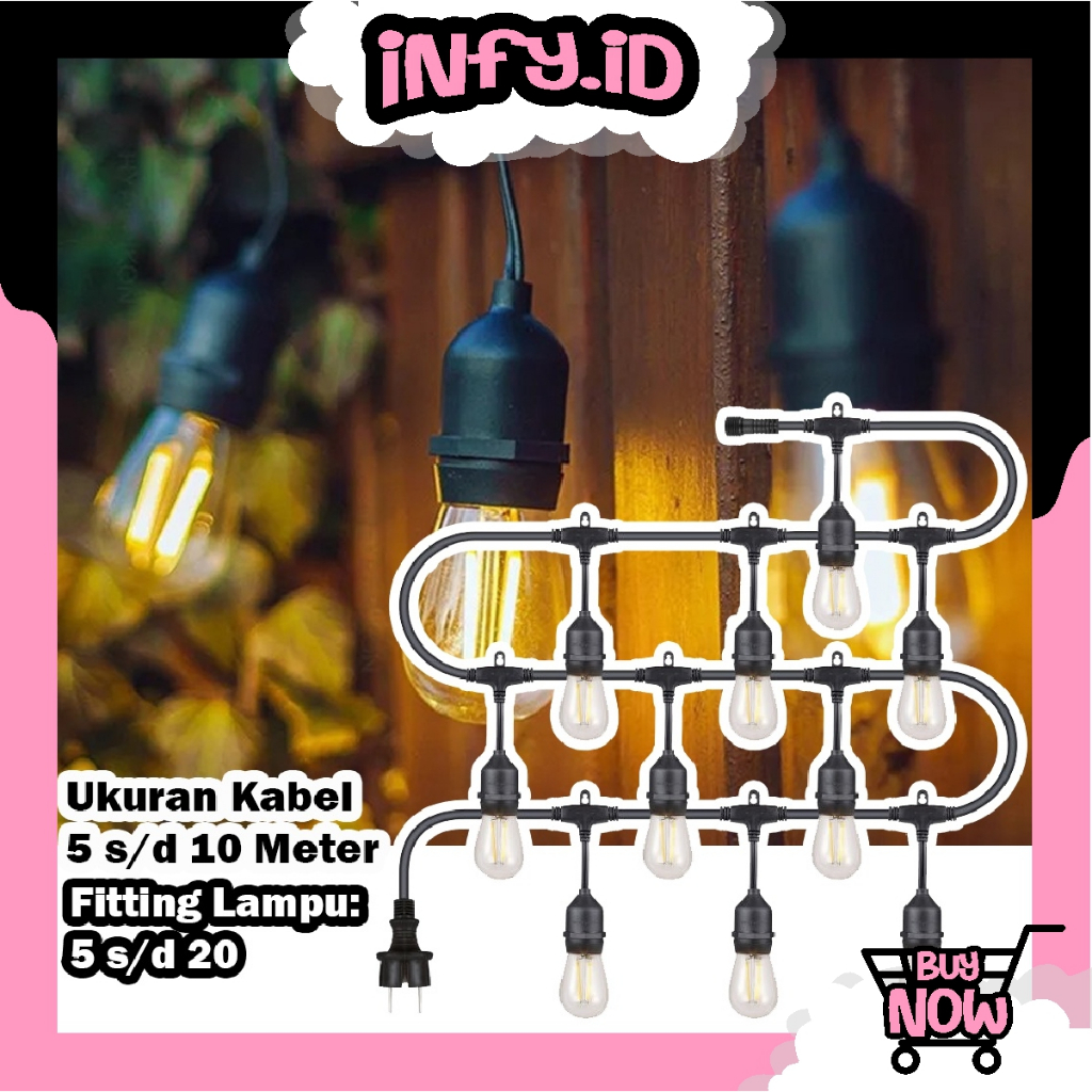 Jual INFY - KABEL FITTING LAMPU GANTUNG E27 10 METER 10 FITTING / 5 ...