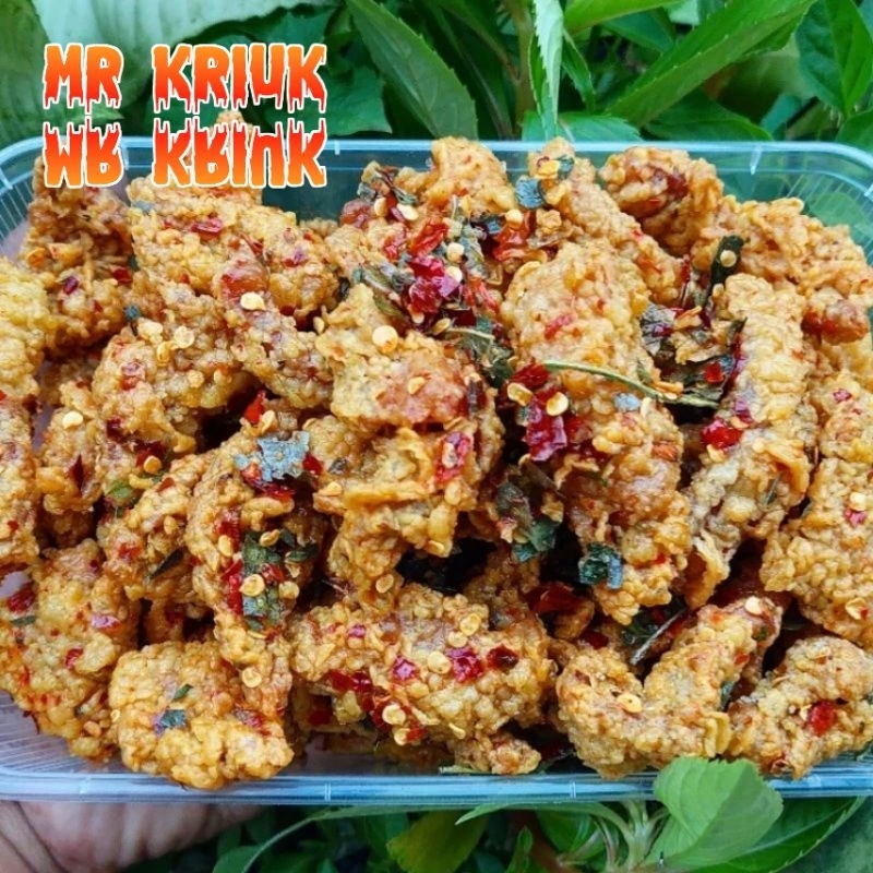 Jual Kripik Kulit Ayam Crispy 250 Gram Kulit Ayam Krispi Bumbu Pedas