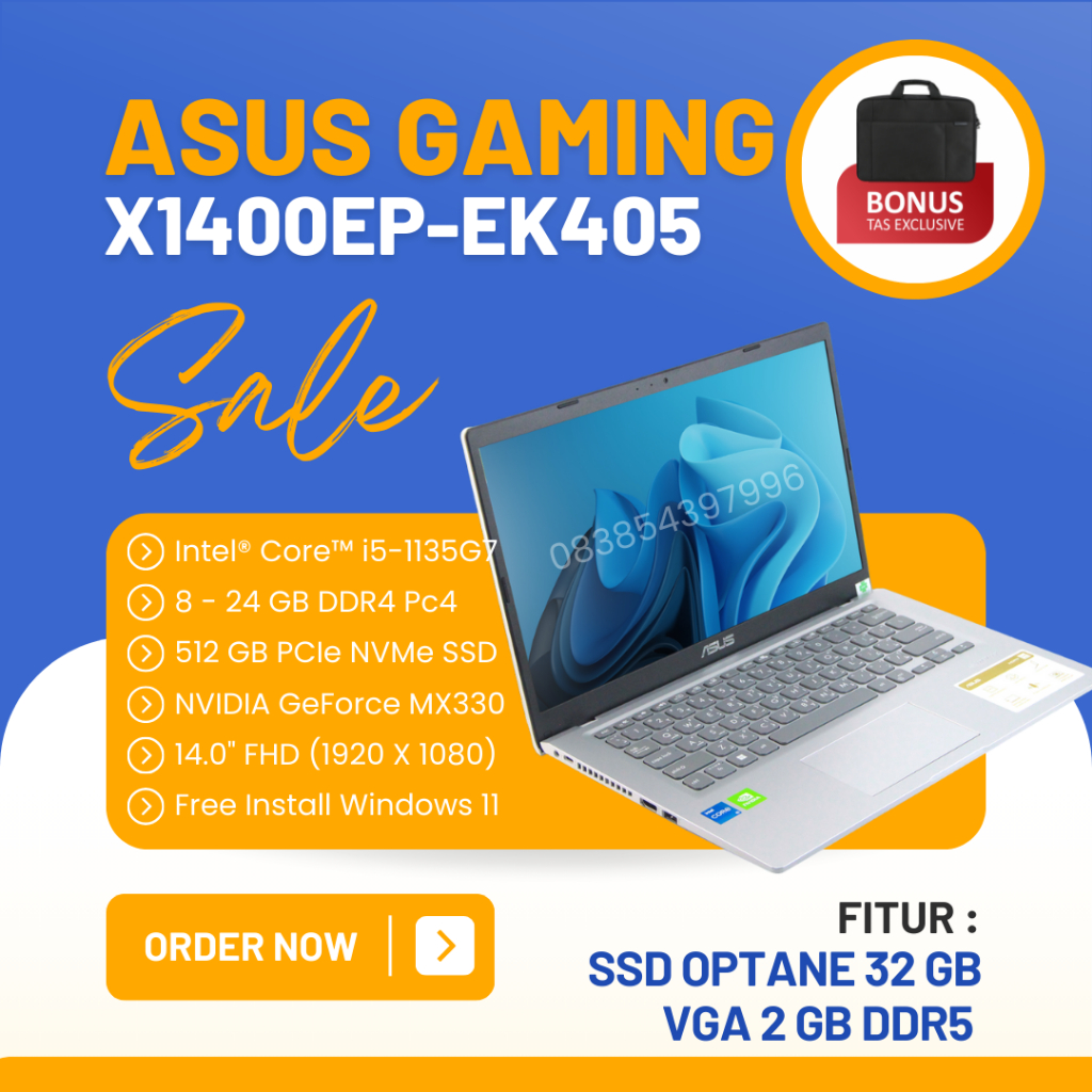 Jual LAPTOP GAMING ASUS VIVOBOOK X1400EP EK405 CORE I5 1135G7