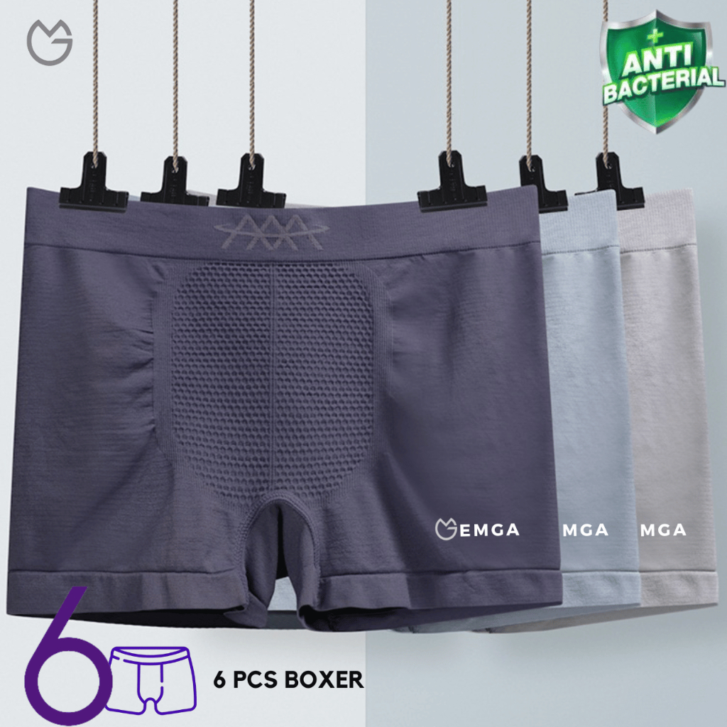 Jual Emga Boxer Isi 6 Celana Dalam Pria Bx1a Pakaian Dalam Breathable Comfortable Seamless Kolor