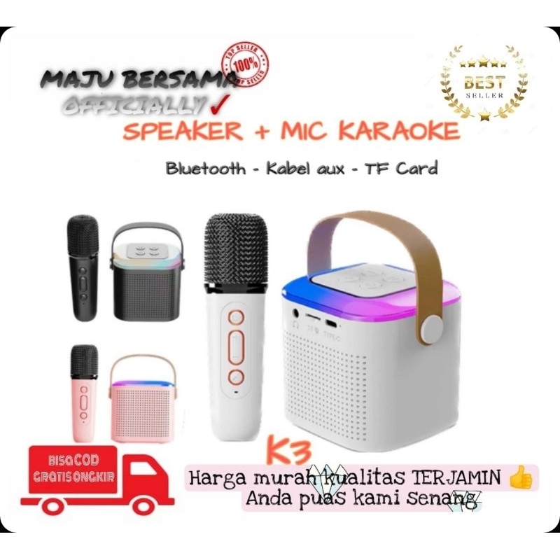 Jual MB - Speaker Karaoke K3 Portable LED RGB + Microphone Bluetooth ...