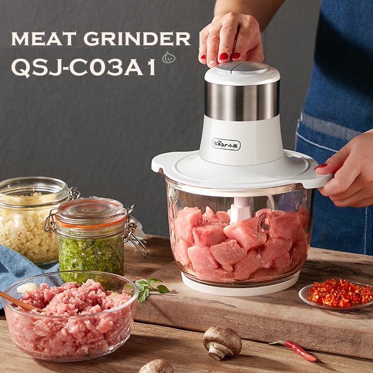 Jual Bear Electric Meat Grinder Chopper in white QSJC03A1 Penggiling
