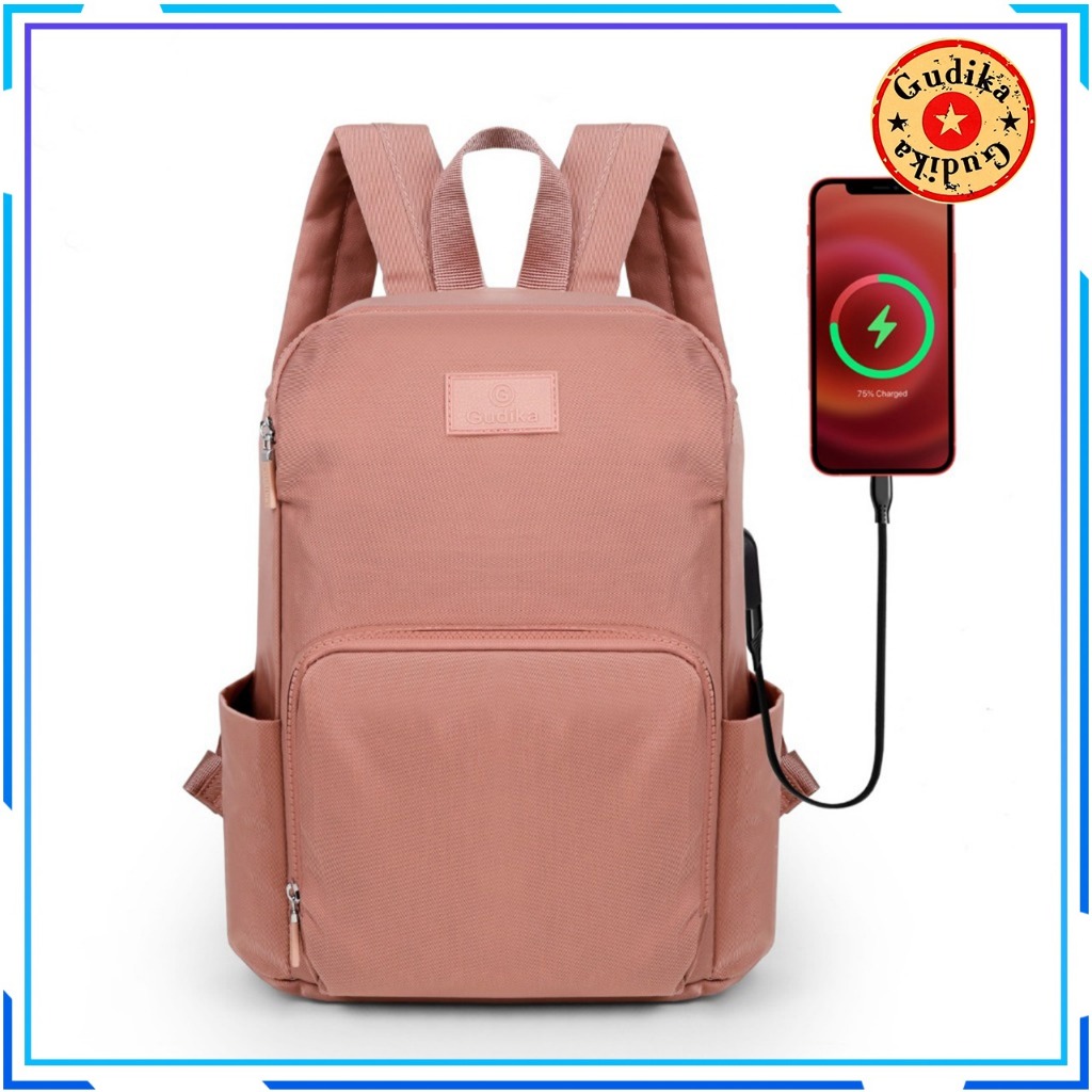 GUDIKA 5207 Tas Ransel Usb Charger Backpack Laptop Cewek & Pria Bahan  Waterproof Model Korea terbaru