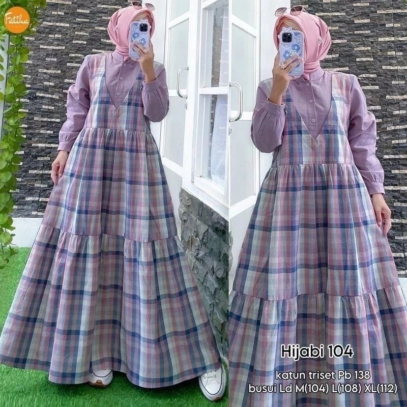 Jual HIJABI DRESS/GAMIS KATUN TRISET MOTIP KOTAK | Shopee Indonesia