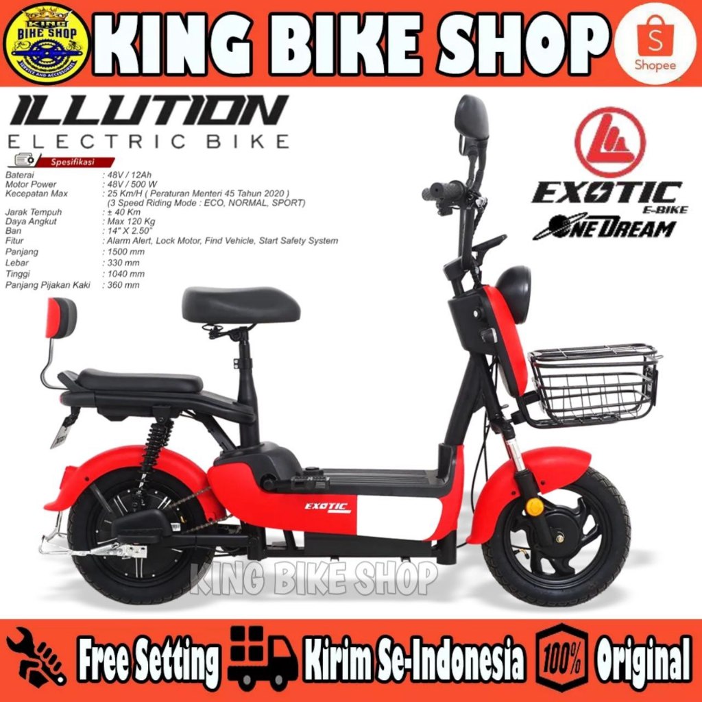 Jual Sepeda Listrik EXOTIC ILLUTION Electric E Bike 500 Watt | Shopee ...