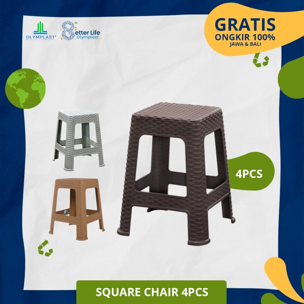 Jual Olymplast Kursi Bakso Motif Rattan Square Chair 4 Pcs Shopee