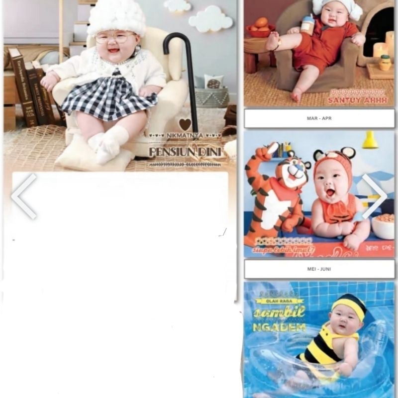 Jual kalender 2024 triwulan 4 lembar 3 bulanan Baby buha hati AO 119
